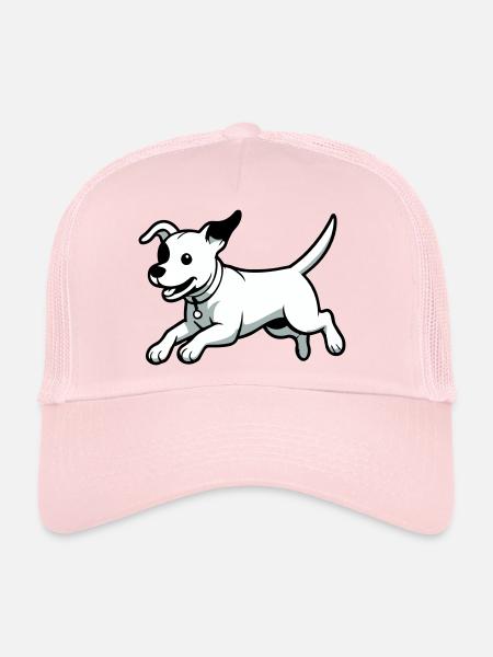Playful Dog Cartoon - Trucker Cap - pale pink - Front
