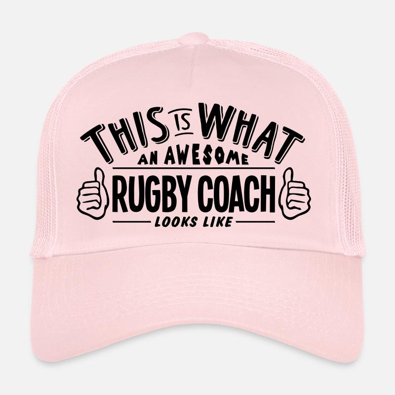 awesome rugby coach looks like pro desig - Trucker Cap - pale pink
