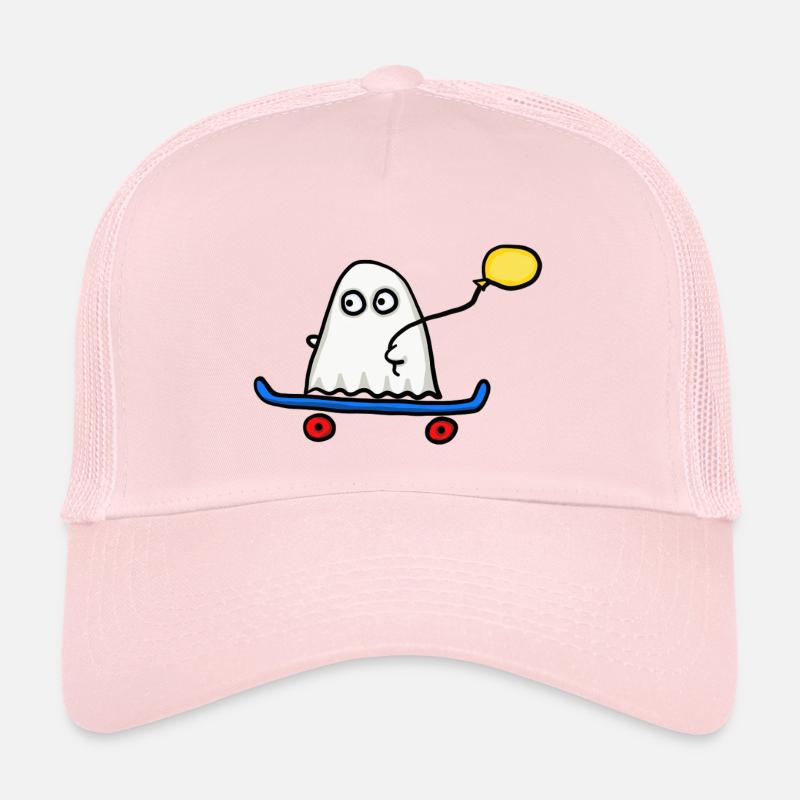 Gespenst mit Skateboard und Luftballon Trucker Cap