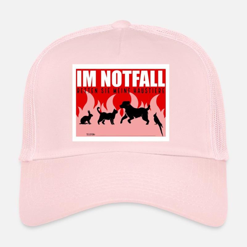 Rette meine Haustiere Notfall Hinweis Tierhalter - Trucker Cap - Hellrosa