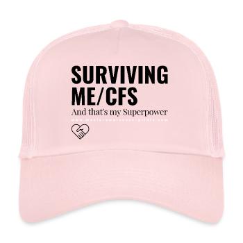 Survivre à l’EM/SFC - blanc 🤍 - Casquette trucker  - rose pâle - Devant