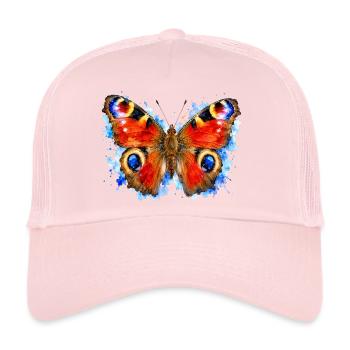 Pfauenschmetterling Aglais io Aquarell-Stil - Trucker Cap - Hellrosa - Vorne
