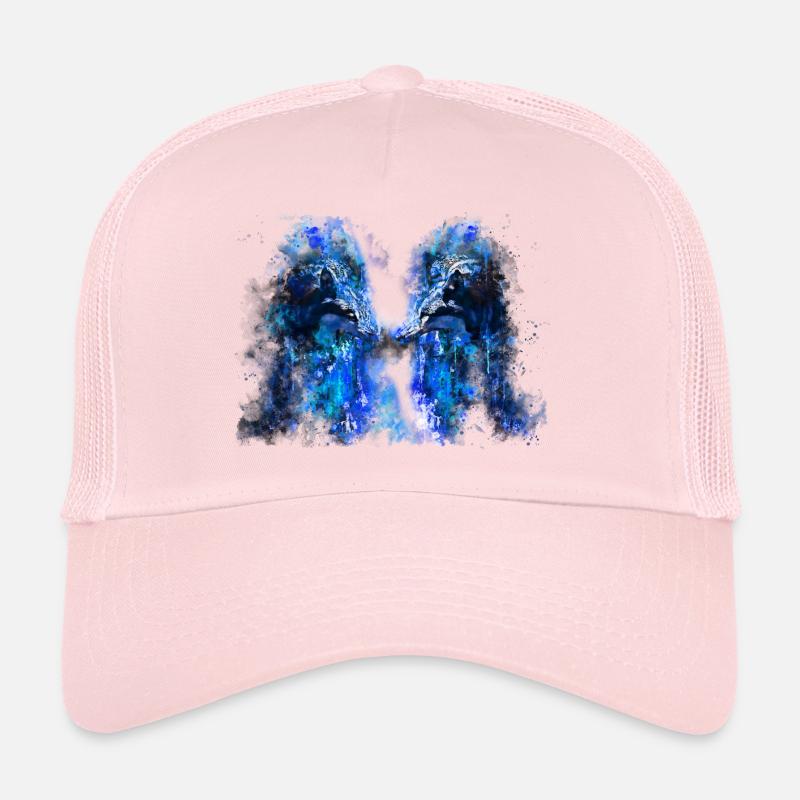gxp woelfe hate monday splatter watercolor blue - Trucker Cap - pale pink