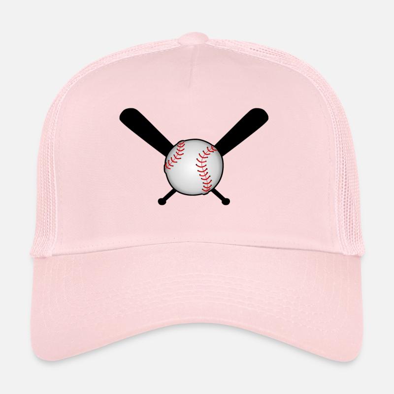 Baseball mit Baseballschläger über Kreuz - Trucker Cap - Hellrosa
