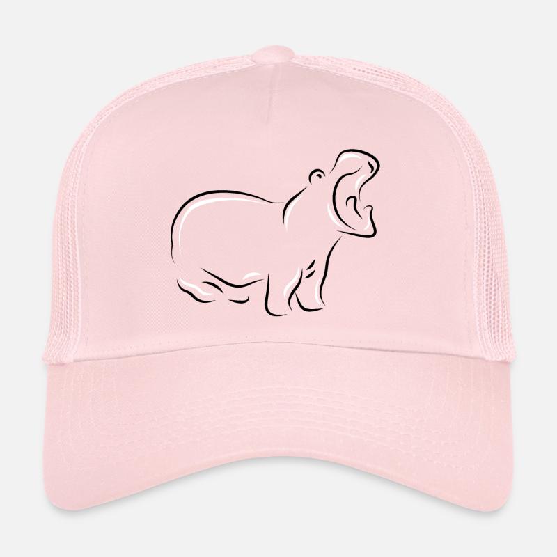 Nilpferd - Nilpferd mit offenem Schnabel in der Wildnis - Trucker Cap - Hellrosa