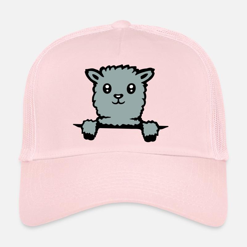 Cute llama fluffy alpaca peeking out Trucker Cap