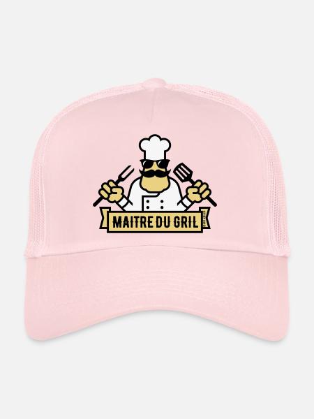 Maître Du Gril (Griller / Barbecue / BBQ / 3C) - Casquette trucker  - rose pâle - Devant