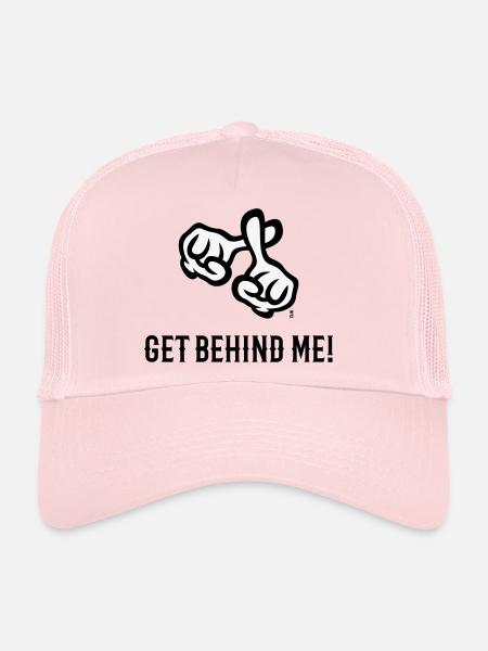 Mets-toi derrière moi ! (Croix / Bible / Religion / 2C) - Casquette trucker  - rose pâle - Devant