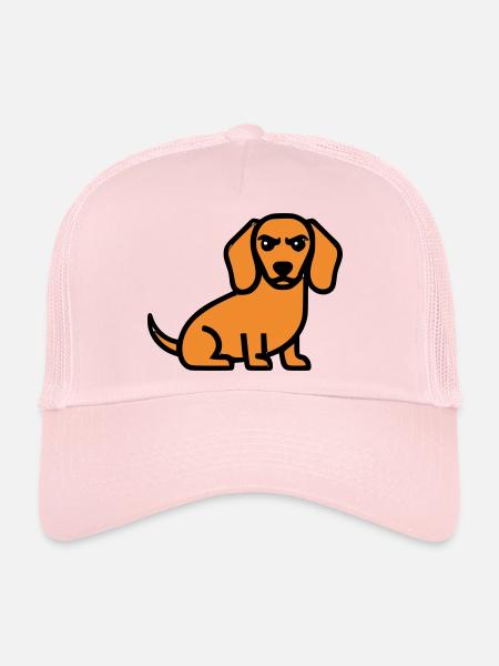 Dachshund Dog Brown Comic - Trucker Cap - pale pink - Front
