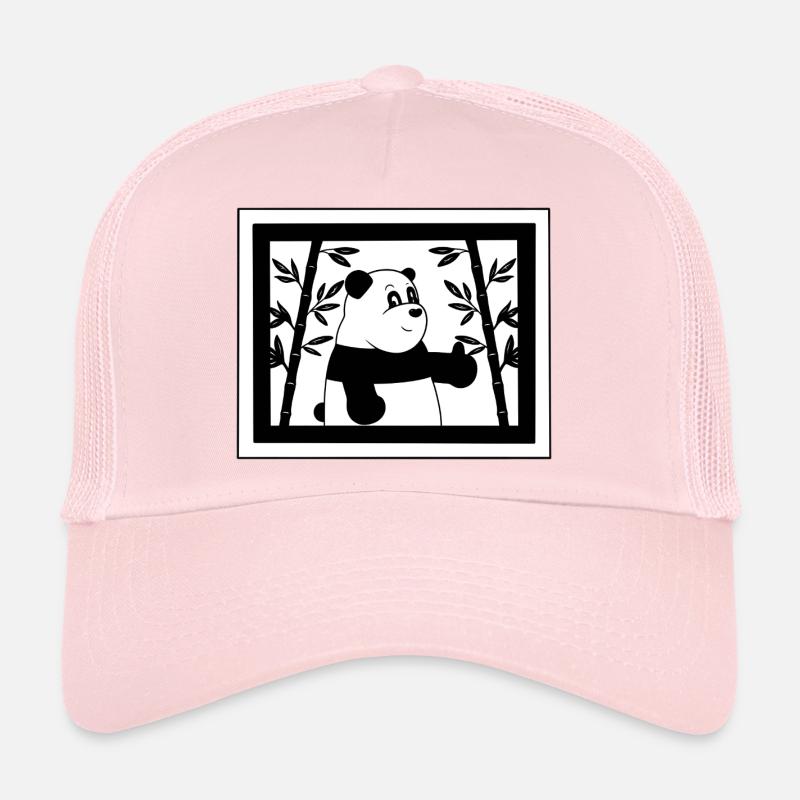 Cartoon panda thumbs up with bamboo - Trucker Cap - pale pink