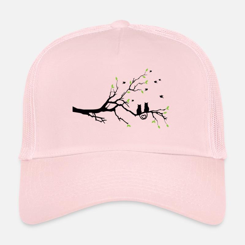 2 Katzen mit Herz sitzen auf einem Baum. Trucker Cap