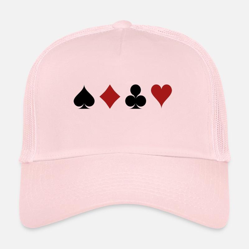 Pik, Karo, Kreuz, Herz Kartensymbole. Geschenkidee - Trucker Cap - Hellrosa