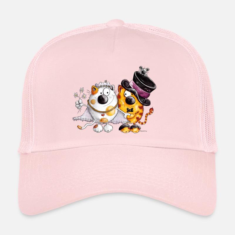 Chat mariage - Casquette trucker  - rose pâle