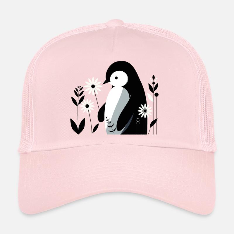 Pingouin avec des fleurs Casquette trucker 