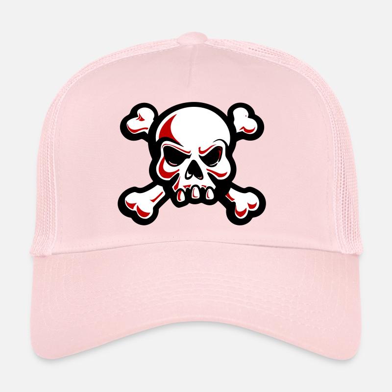 crâne squelette os symbole - Casquette trucker - rose pâle