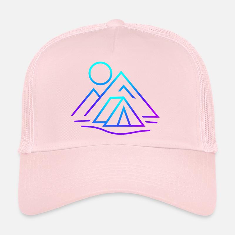 Futuristic mountain and camping landscape Trucker Cap