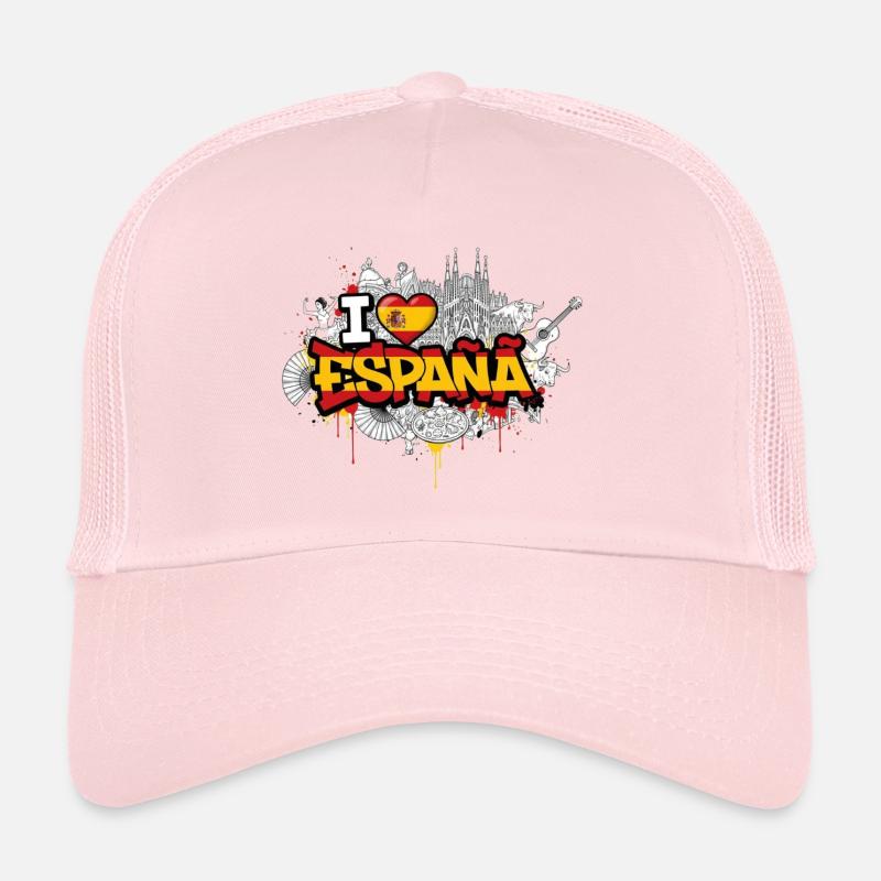 Vibrant Graffiti Espagne drapeau Love Design Casquette trucker 