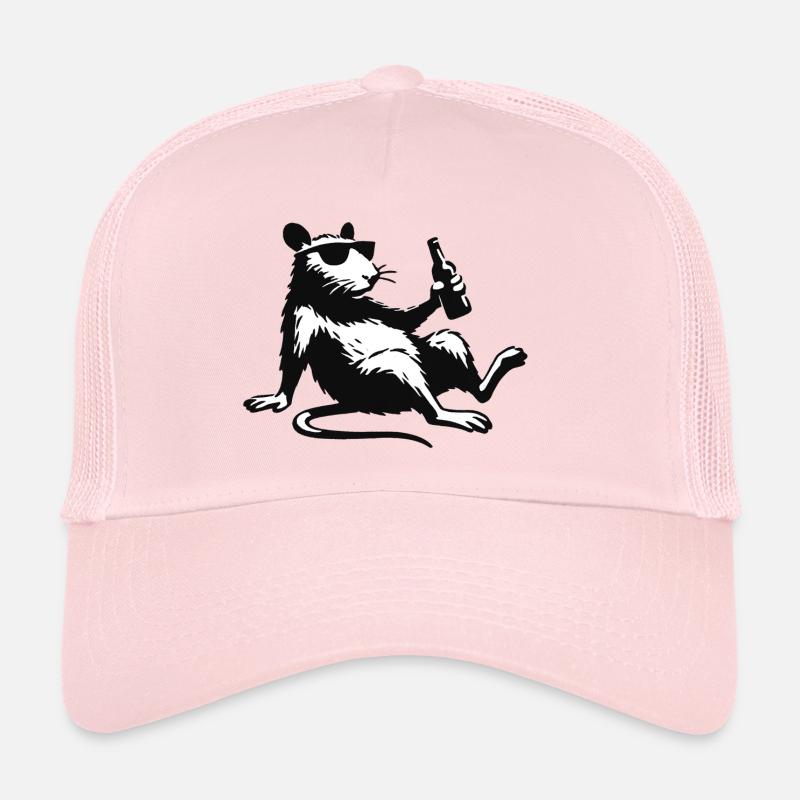 Ratte mit Flasche Sonnenbrille - Trucker Cap - Hellrosa