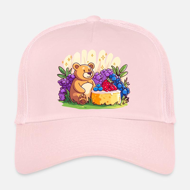 Cuddly bear on fruit cake Trucker Cap