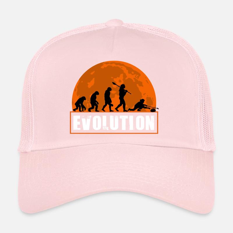 Curling Evolution Silhouette Wintersport Humor Trucker Cap