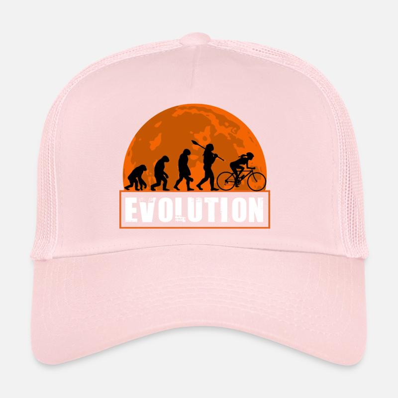 Evolution des Mannes, Radfahren, Radfahrer, Mädchenradfahrer, Fahrt Trucker Cap