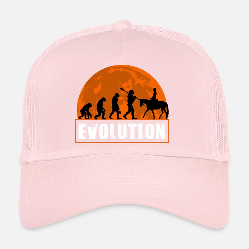 Evolution of Man Horseback Riding Equestrian Art Trucker Cap