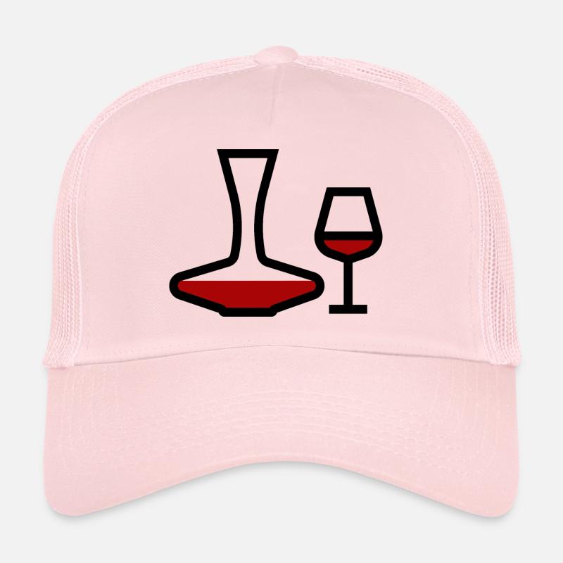 Red wine glass with red wine carafe Trucker Cap