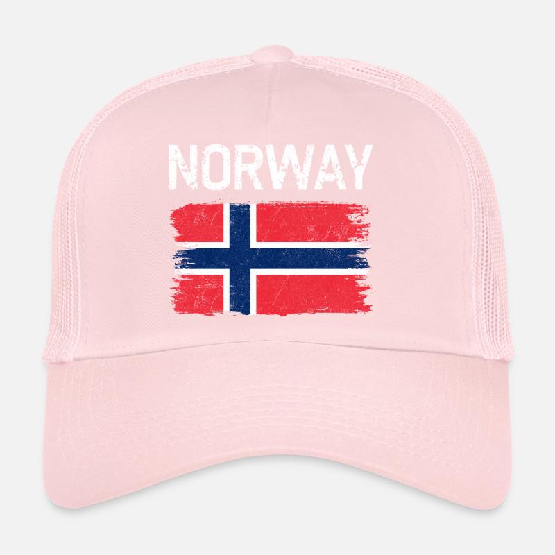Pinseltextur der Norwegischen Flagge - Trucker Cap - Hellrosa