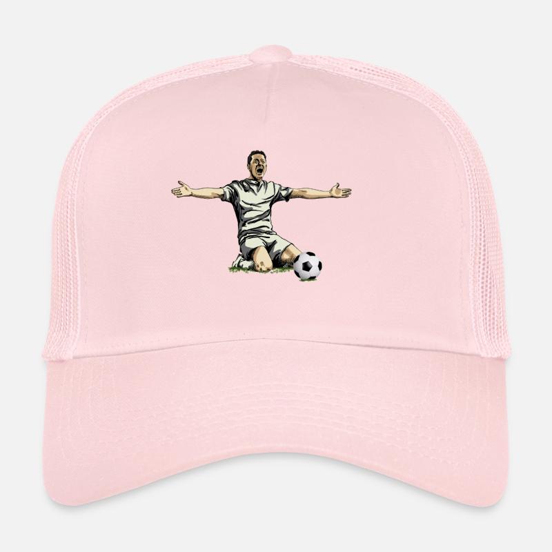 Cheering soccer player on the floor Trucker Cap