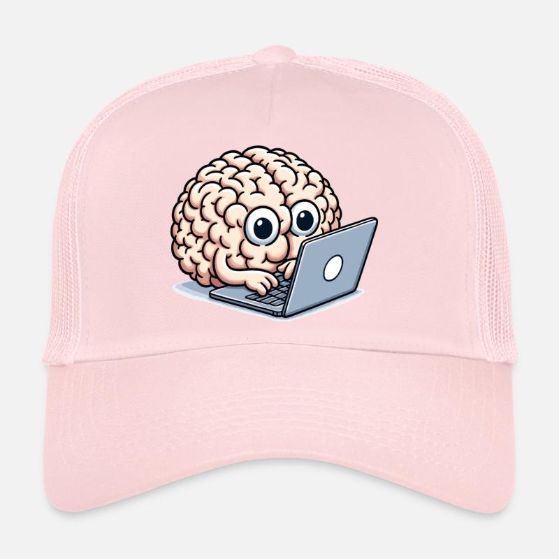 Brain on laptop Trucker Cap