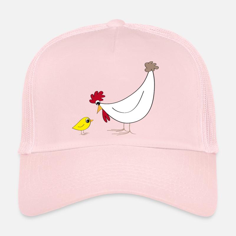 Chicken Fans - - Rooster - Crazy Chicken - Trucker Cap - pale pink