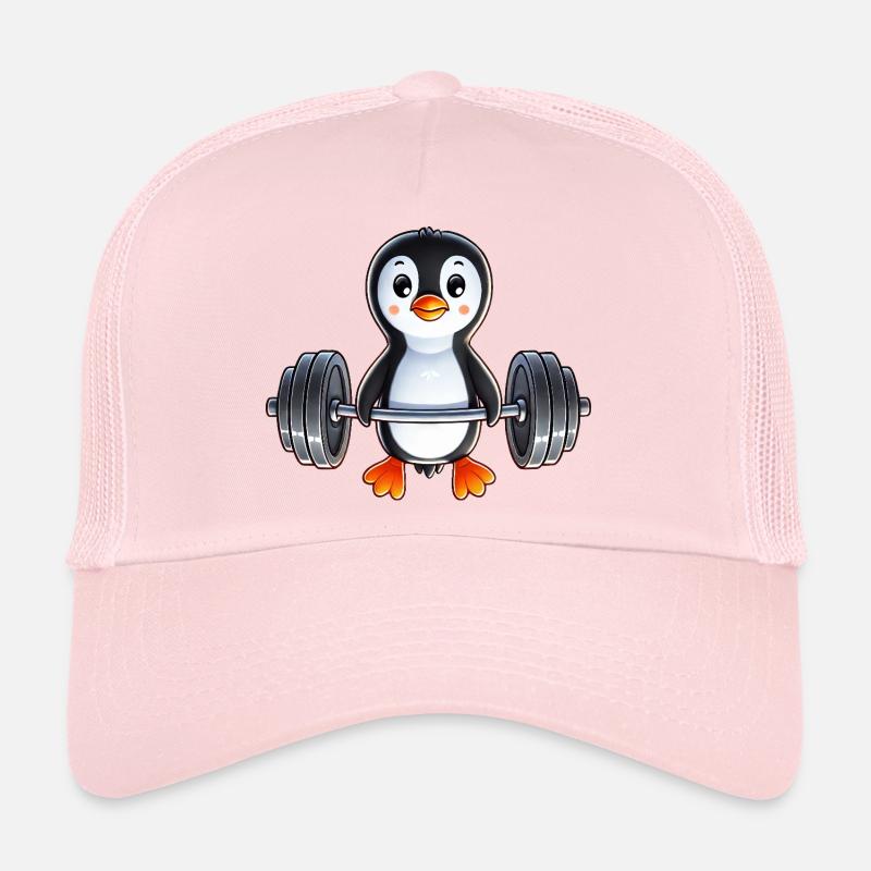 Dessin animé du Pingouin mignon avec haltère Casquette trucker 
