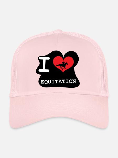 J'aime l'équitation : le logo des passionnés - Casquette trucker  - rose pâle - Devant