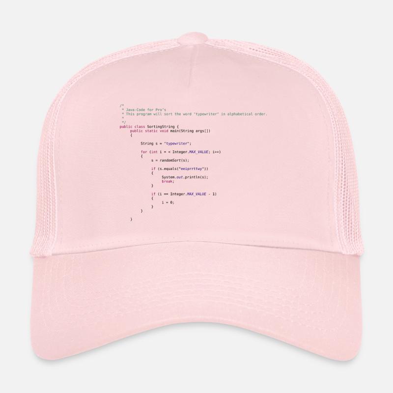 funny Java code to sort - Trucker Cap - pale pink