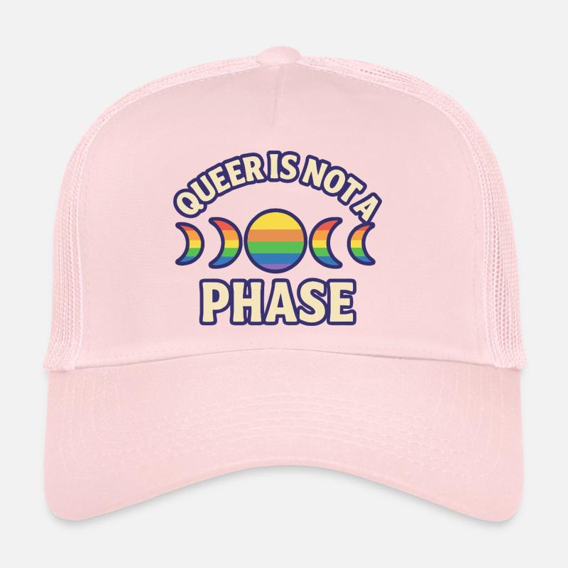 Queer is not a phase – Rainbow Moon Phases - Trucker Cap - pale pink