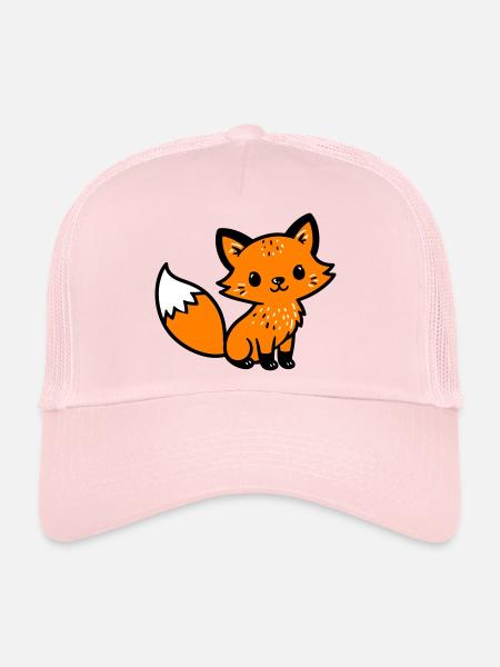 Fox Cute Comic - Casquette trucker  - rose pâle - Devant