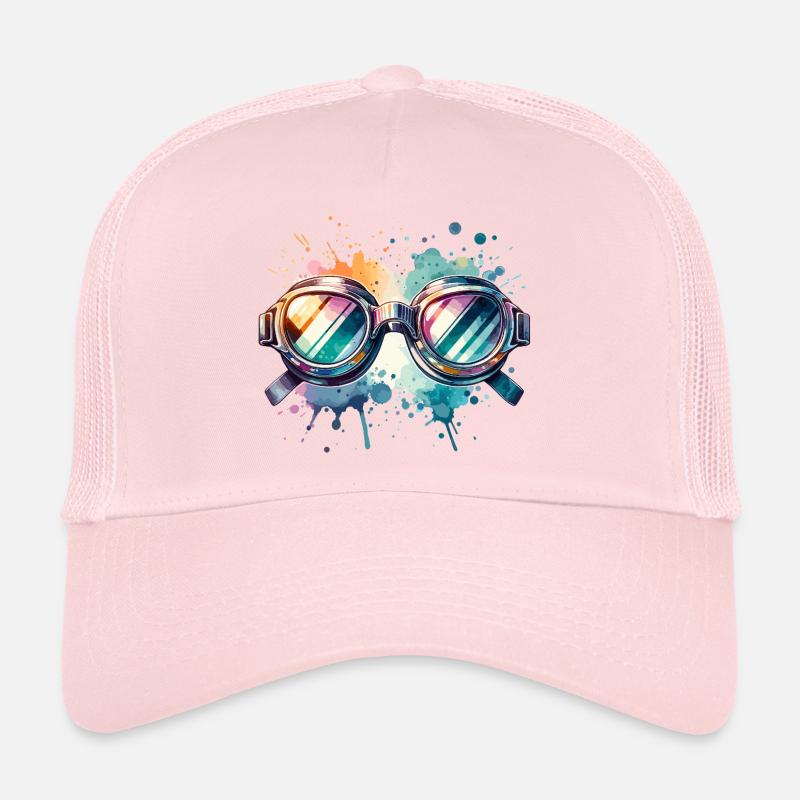 Colorful round swimming goggles Splash Design Trucker Cap