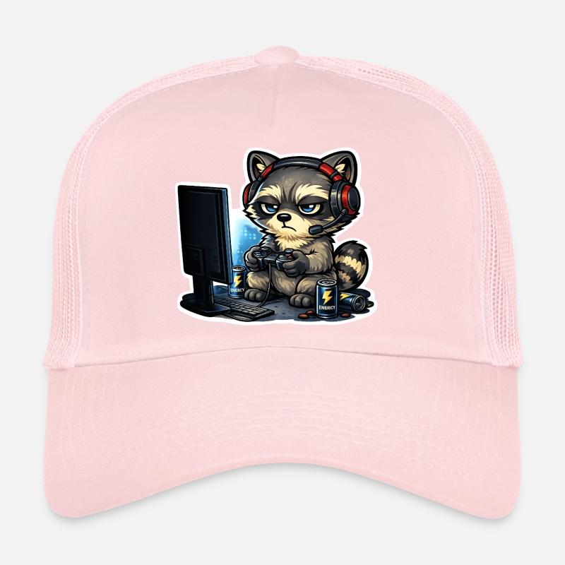 Gaming Raccoon – Gamer Waschbär mit Controller Trucker Cap