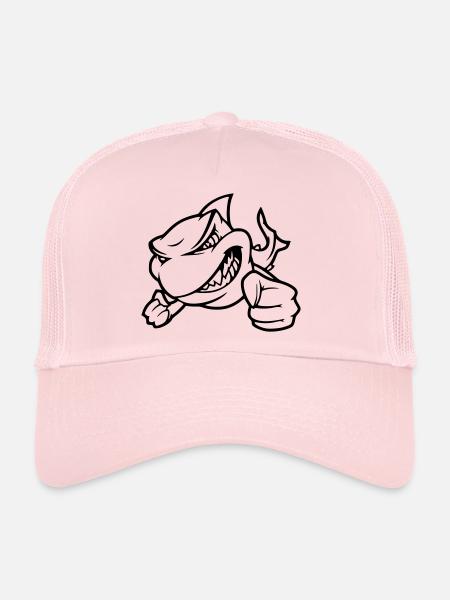 requin - Casquette trucker  - rose pâle - Devant