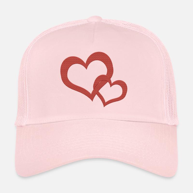 deux coeurs - Casquette trucker  - rose pâle