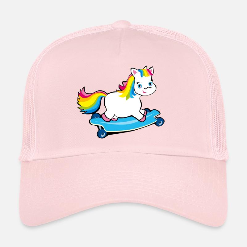Unicorn pummel longboard in rainbow colors - Trucker Cap - pale pink