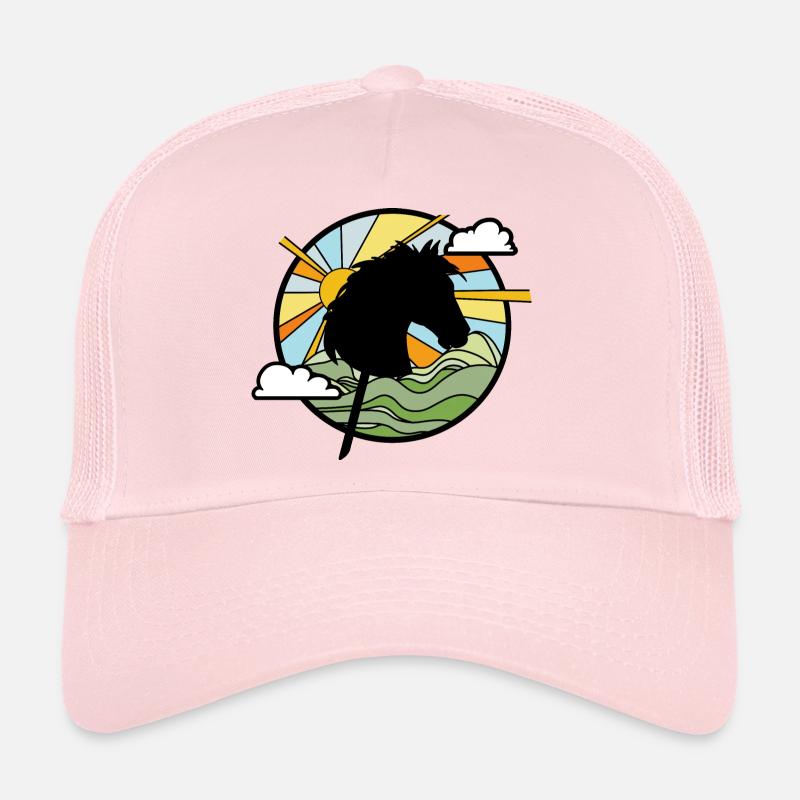 cheval de loisir- cheval de loisir - cheval sur un bâton - Casquette trucker  - rose pâle