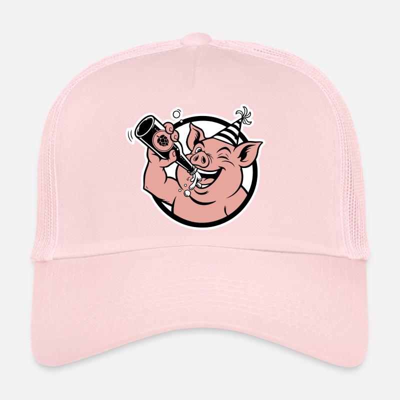 Cochon avec bouteille de célébration Casquette trucker 