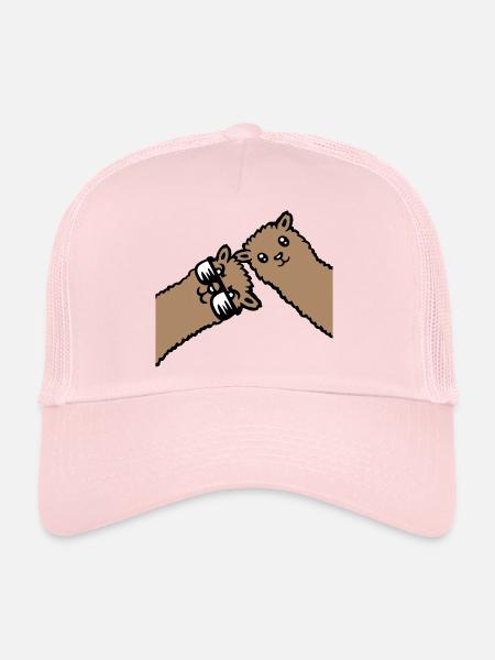 Deux Llamas Marron Alpaga Lunettes de Soleil Curious - Casquette trucker  - rose pâle - Devant