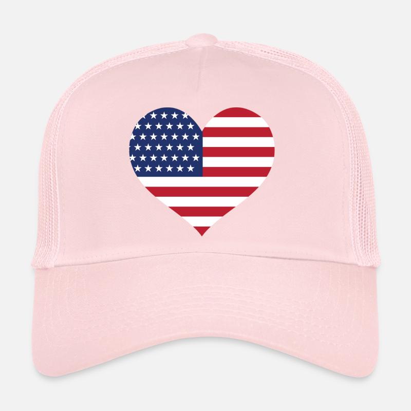 Drapeau des États-Unis en forme de cœur Casquette trucker 