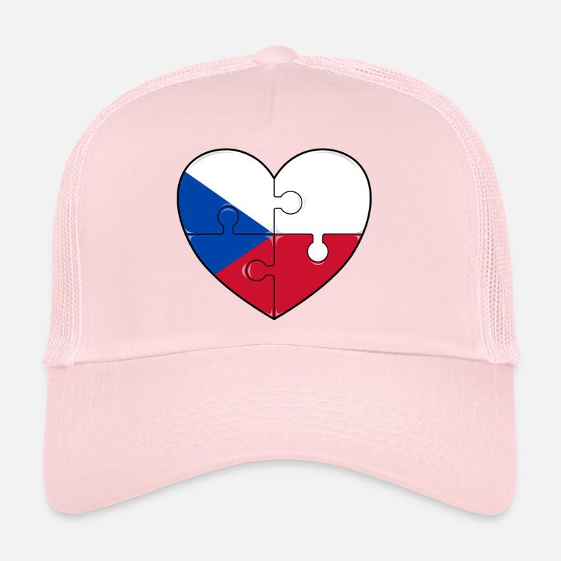 Puzzle coeur drapeau de la République tchèque Casquette trucker 