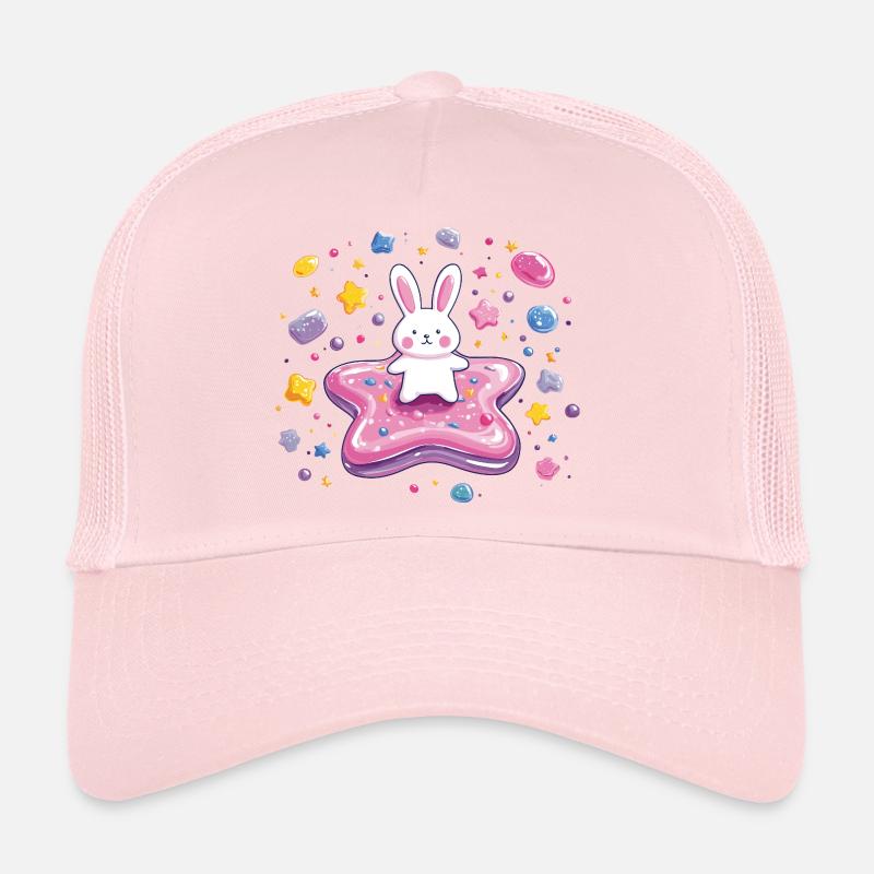 Little Rabbit on Pink Star Magic Trucker Cap