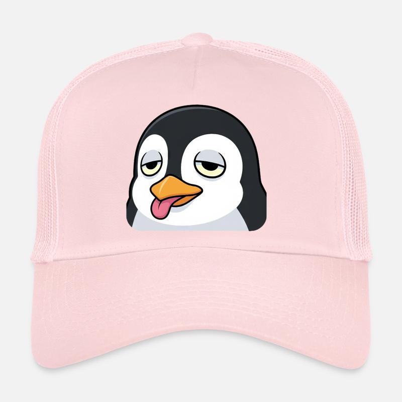 Dessin animé drôle de pingouin avec une langue agacée qui sort Casquette trucker 