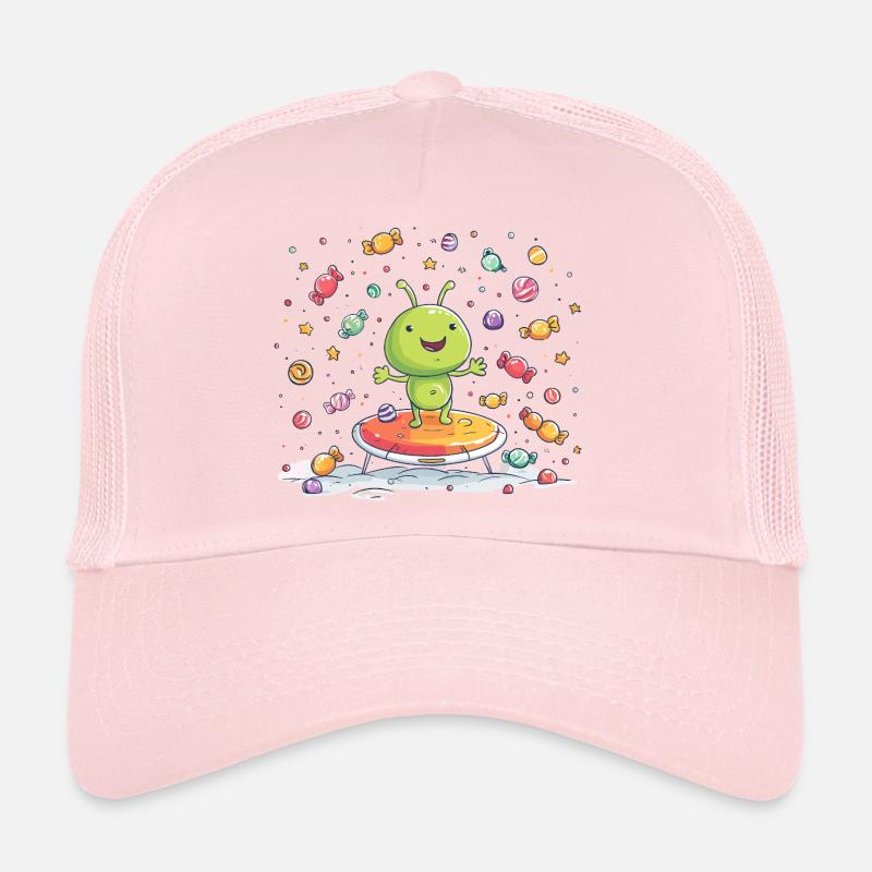 Petit extraterrestre vert sur un trampoline Casquette trucker 
