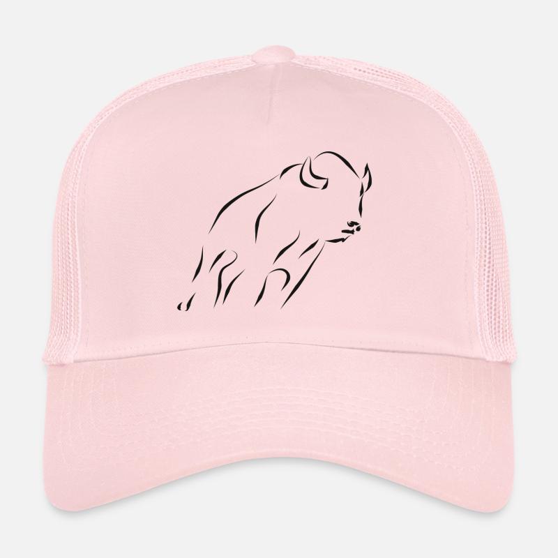 Bison - black - Trucker Cap - pale pink